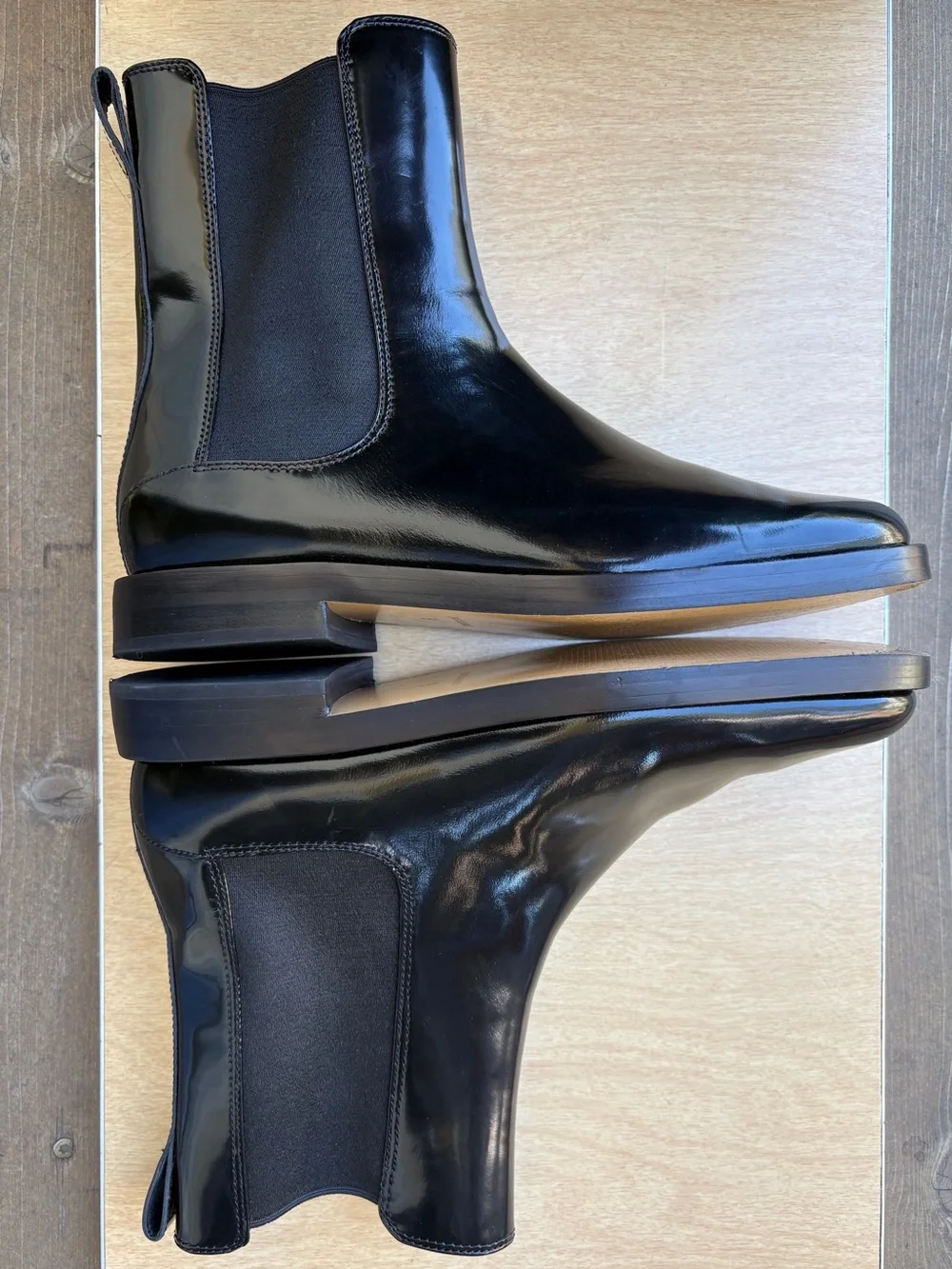 Everlane Wm’s Patent Black Leather The Chelsea Boot In Sz 8